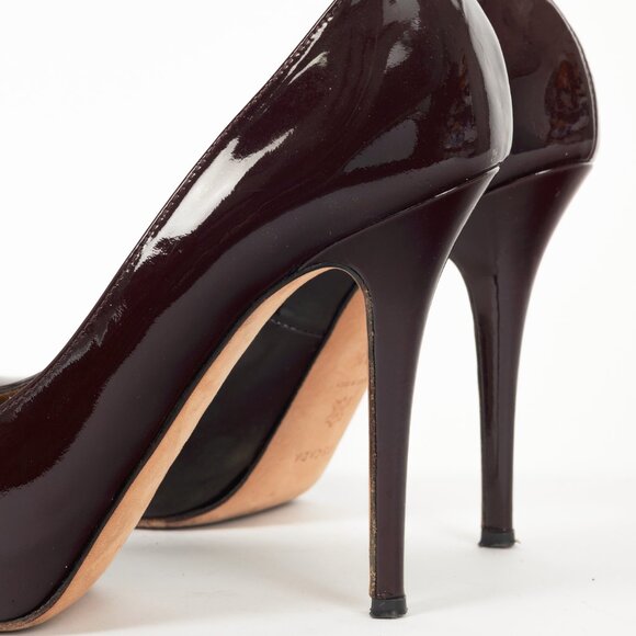 Escada Burgundy Patent-Leather Pointed-Toe Platform Pumps - Picture 7 of 8
